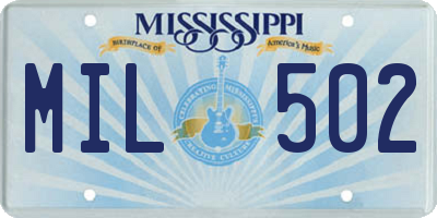 MS license plate MIL502