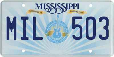 MS license plate MIL503