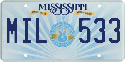 MS license plate MIL533