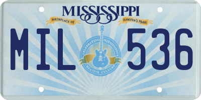 MS license plate MIL536