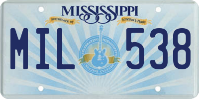 MS license plate MIL538
