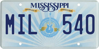 MS license plate MIL540