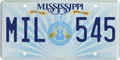 MS license plate MIL545