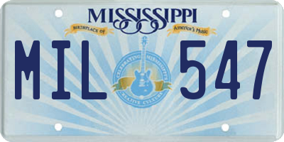 MS license plate MIL547