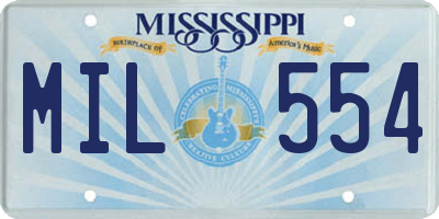 MS license plate MIL554