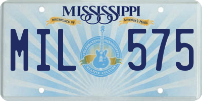MS license plate MIL575