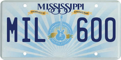 MS license plate MIL600