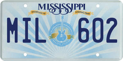 MS license plate MIL602