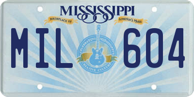 MS license plate MIL604