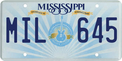 MS license plate MIL645