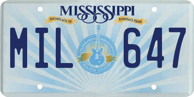 MS license plate MIL647