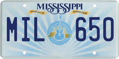 MS license plate MIL650
