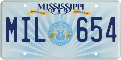 MS license plate MIL654