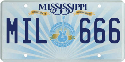 MS license plate MIL666