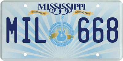MS license plate MIL668