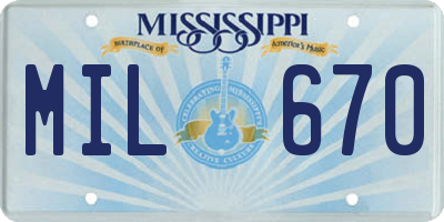 MS license plate MIL670