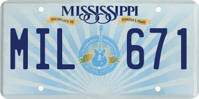 MS license plate MIL671