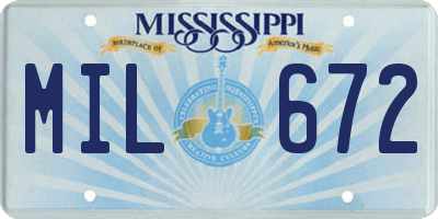 MS license plate MIL672