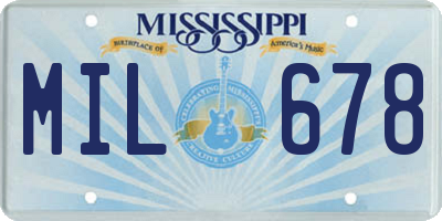 MS license plate MIL678