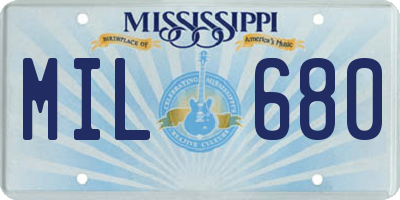 MS license plate MIL680