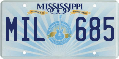 MS license plate MIL685