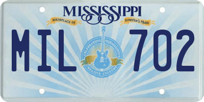 MS license plate MIL702