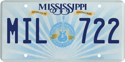 MS license plate MIL722