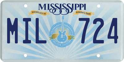 MS license plate MIL724