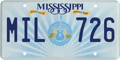 MS license plate MIL726