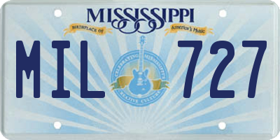 MS license plate MIL727