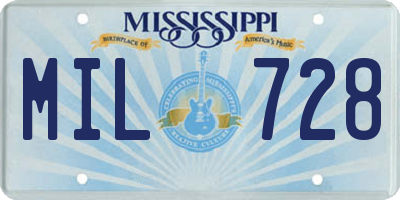 MS license plate MIL728