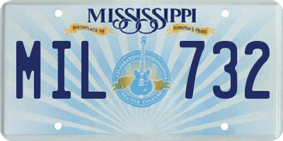 MS license plate MIL732