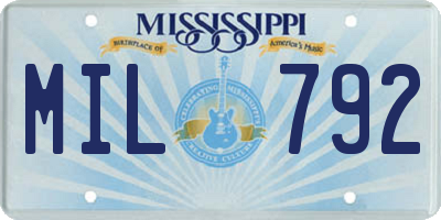 MS license plate MIL792