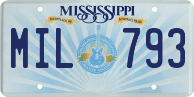 MS license plate MIL793