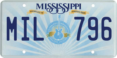 MS license plate MIL796