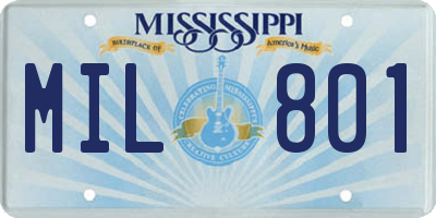 MS license plate MIL801