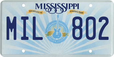 MS license plate MIL802
