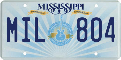 MS license plate MIL804