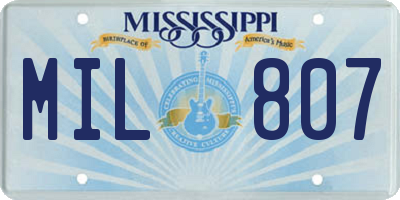 MS license plate MIL807