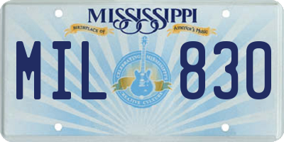 MS license plate MIL830