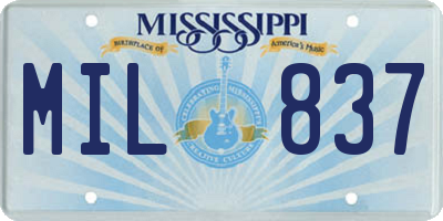 MS license plate MIL837