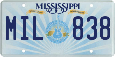 MS license plate MIL838