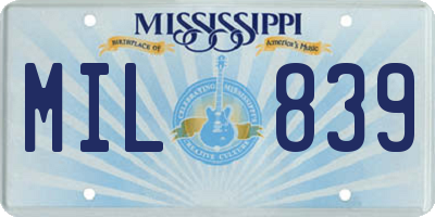 MS license plate MIL839