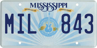 MS license plate MIL843
