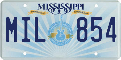MS license plate MIL854