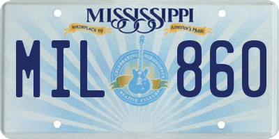 MS license plate MIL860