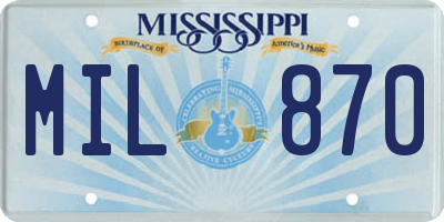 MS license plate MIL870