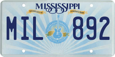 MS license plate MIL892