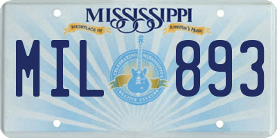 MS license plate MIL893