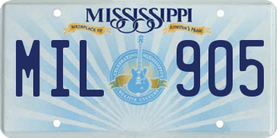 MS license plate MIL905